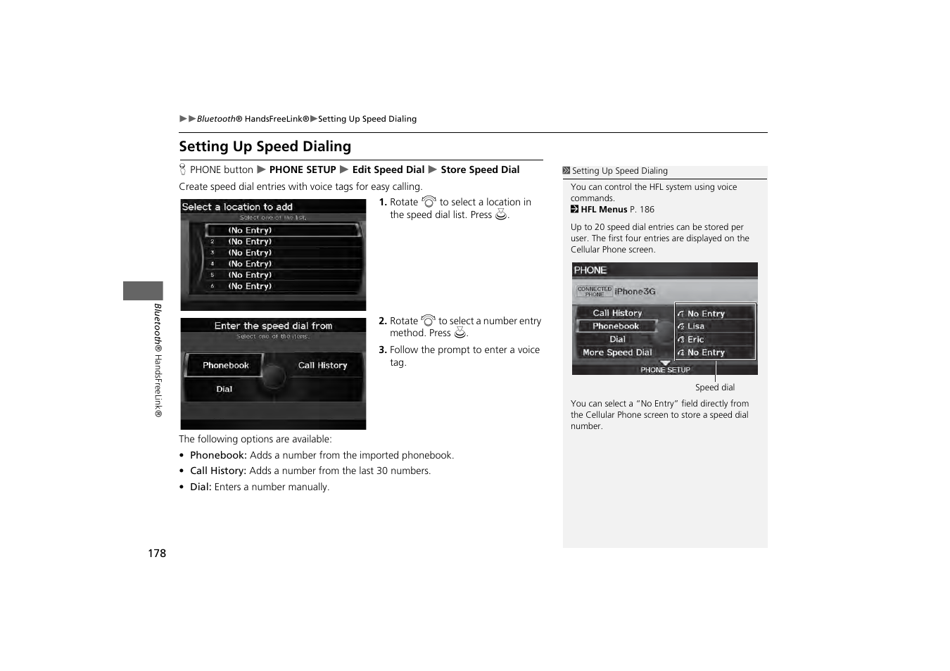 Setting up speed dialing 178, Setting up speed dialing, 2 setting up speed dialing | P. 178 | HONDA 2013 Odyssey Navigation User Manual | Page 180 / 267