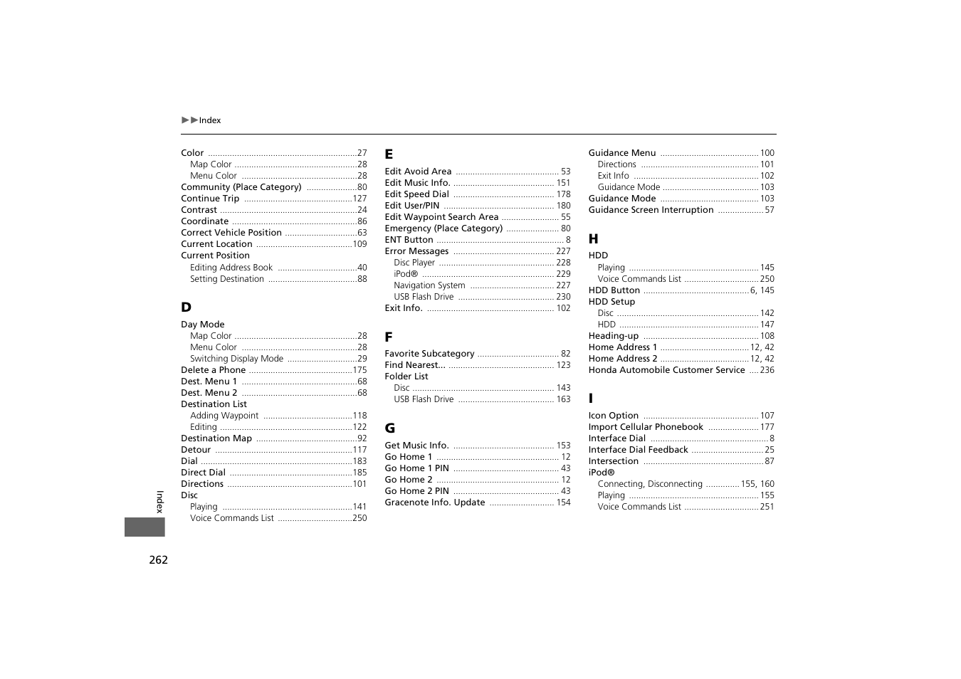 HONDA 2013 Odyssey Navigation User Manual | Page 264 / 267