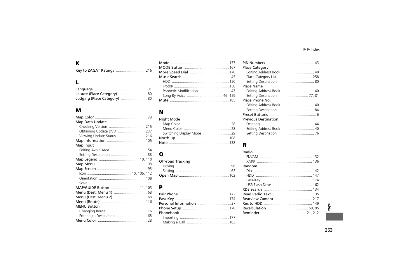 HONDA 2013 Odyssey Navigation User Manual | Page 265 / 267