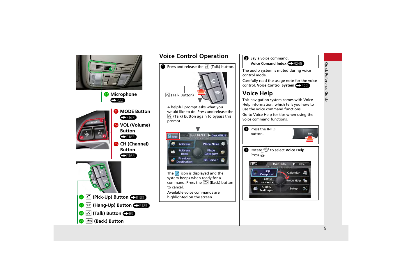 Voice control operation, Voice help | HONDA 2013 Odyssey Navigation User Manual | Page 7 / 267
