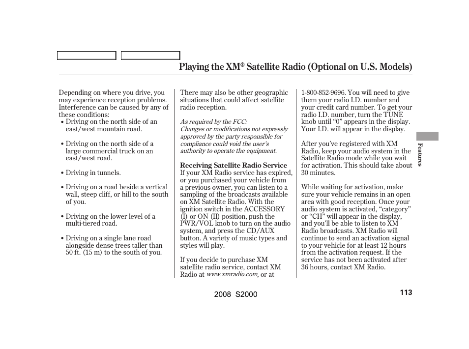 HONDA 2008 S2000 User Manual | Page 116 / 268