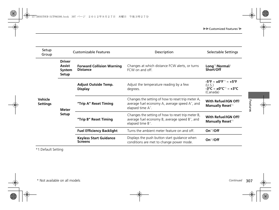 HONDA 2013 Accord Crosstour User Manual | Page 309 / 571