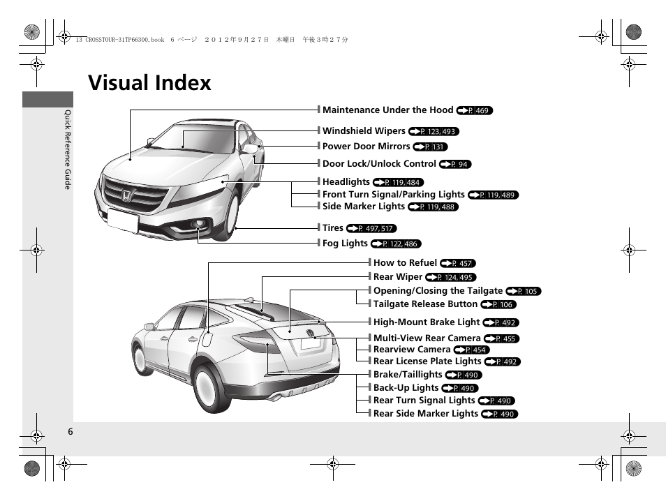 Visual index | HONDA 2013 Accord Crosstour User Manual | Page 8 / 571