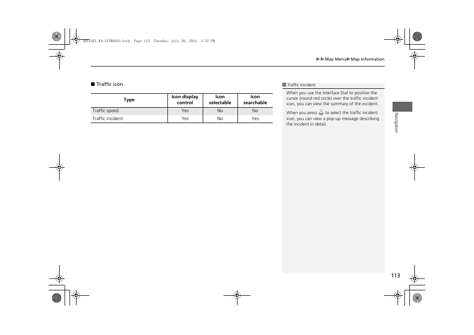 HONDA 2012 Odyssey Navigation User Manual | Page 115 / 267