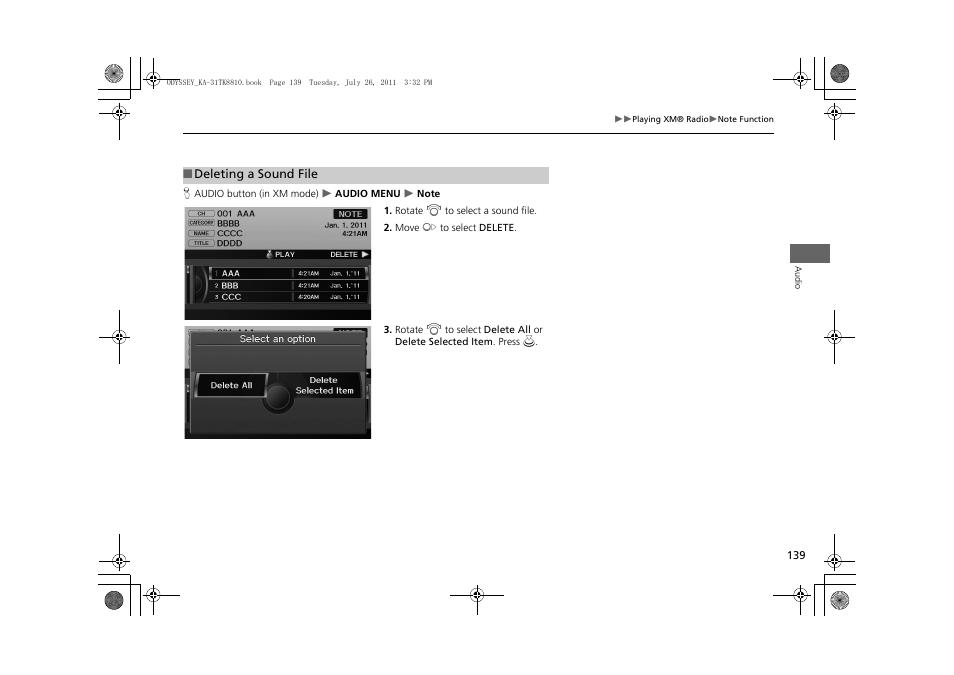 HONDA 2012 Odyssey Navigation User Manual | Page 141 / 267