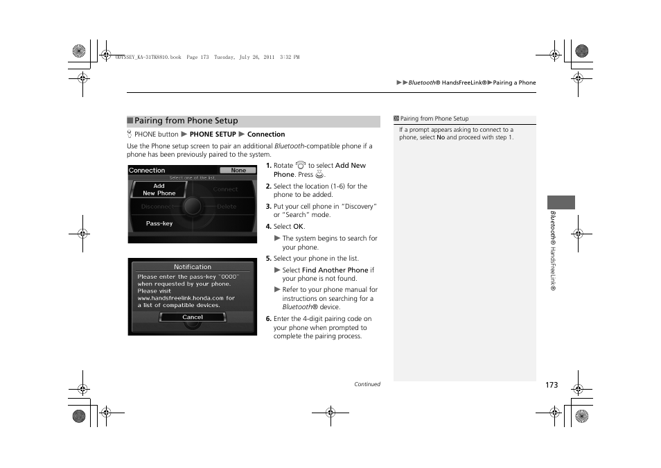 HONDA 2012 Odyssey Navigation User Manual | Page 175 / 267