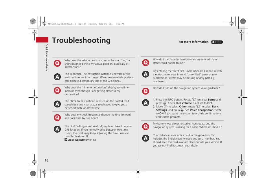 Troubleshooting | HONDA 2012 Odyssey Navigation User Manual | Page 18 / 267