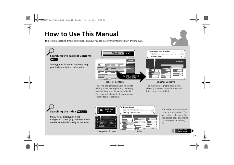 How to use this manual | HONDA 2012 Odyssey Navigation User Manual | Page 19 / 267