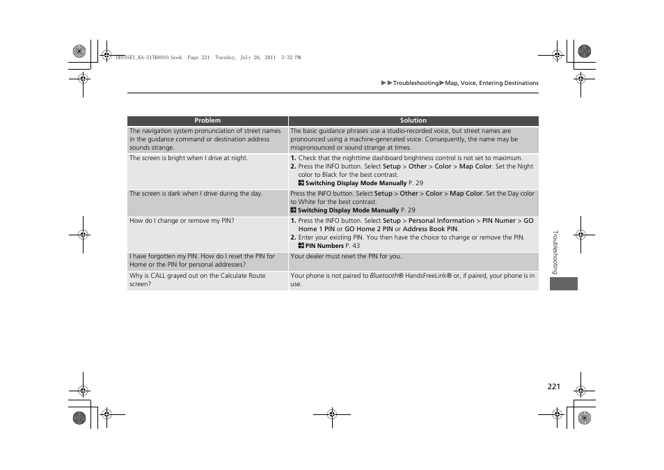 HONDA 2012 Odyssey Navigation User Manual | Page 223 / 267