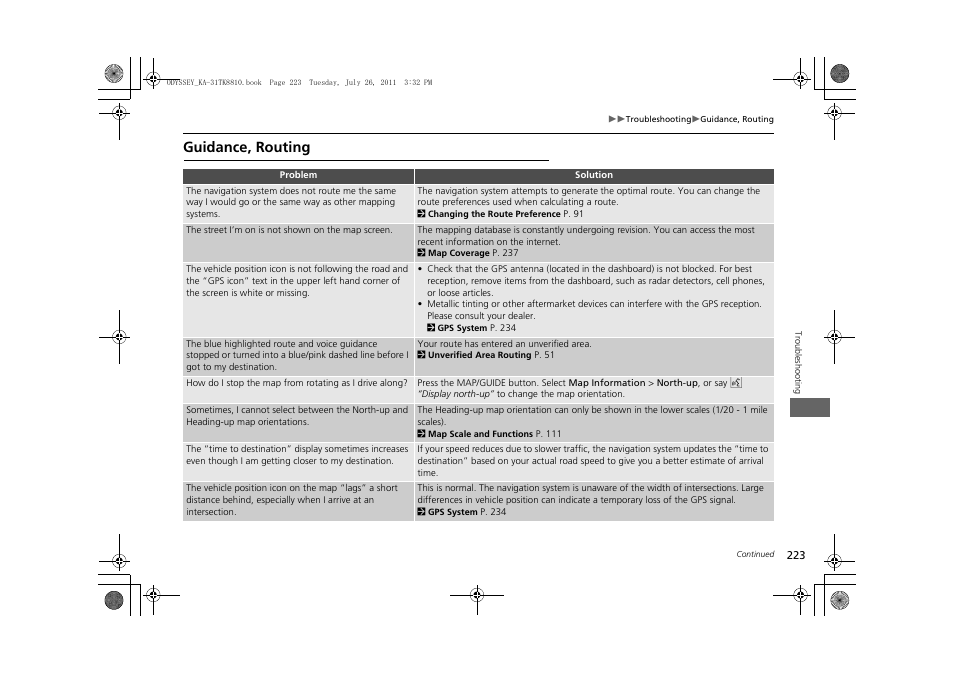 Guidance, routing | HONDA 2012 Odyssey Navigation User Manual | Page 225 / 267