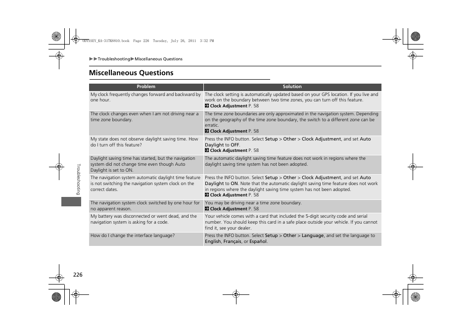 Miscellaneous questions | HONDA 2012 Odyssey Navigation User Manual | Page 228 / 267