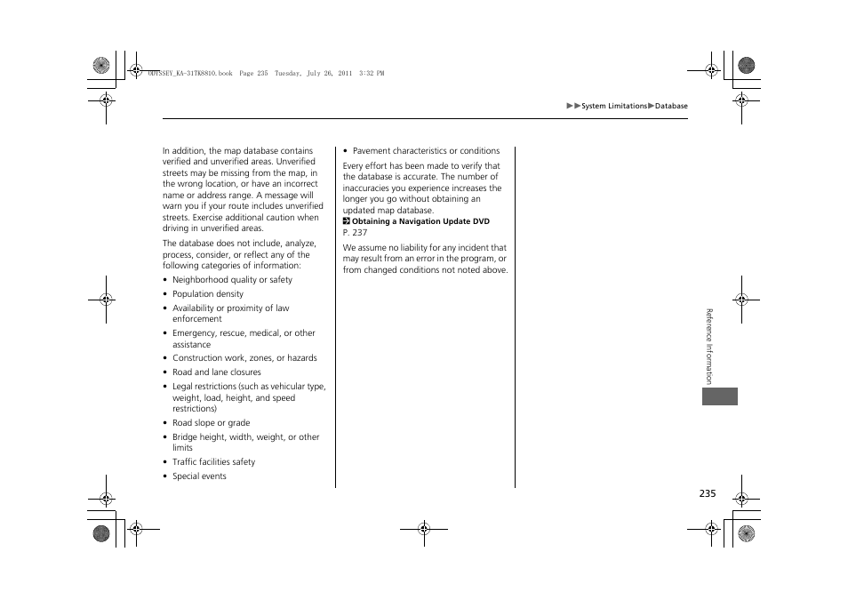 HONDA 2012 Odyssey Navigation User Manual | Page 237 / 267