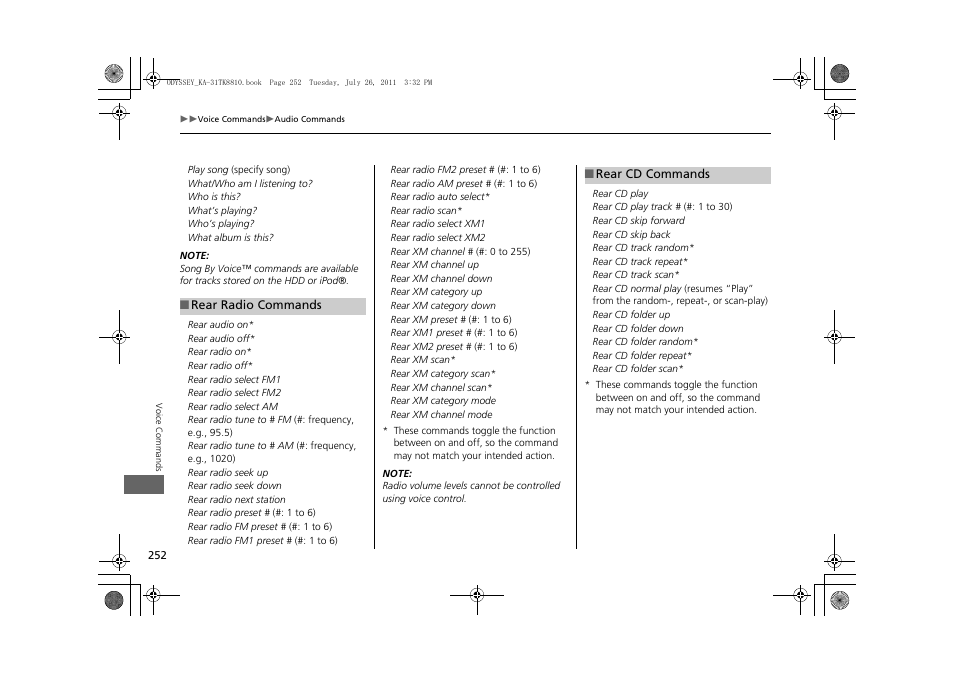 HONDA 2012 Odyssey Navigation User Manual | Page 254 / 267