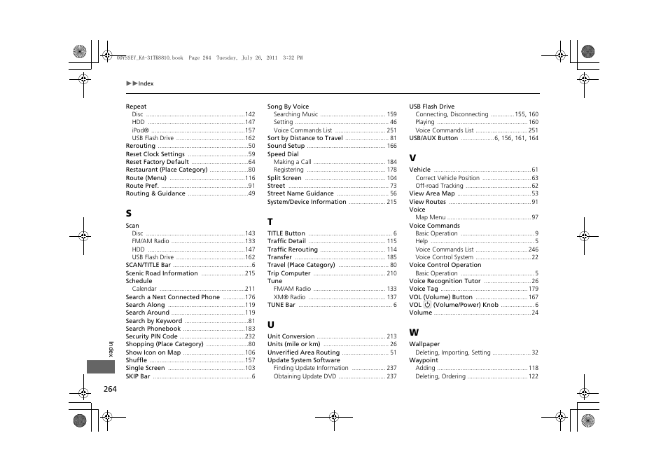 HONDA 2012 Odyssey Navigation User Manual | Page 266 / 267