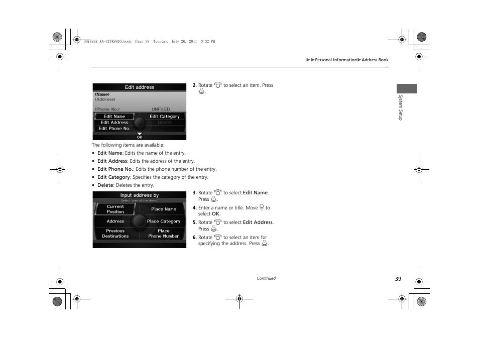 HONDA 2012 Odyssey Navigation User Manual | Page 41 / 267