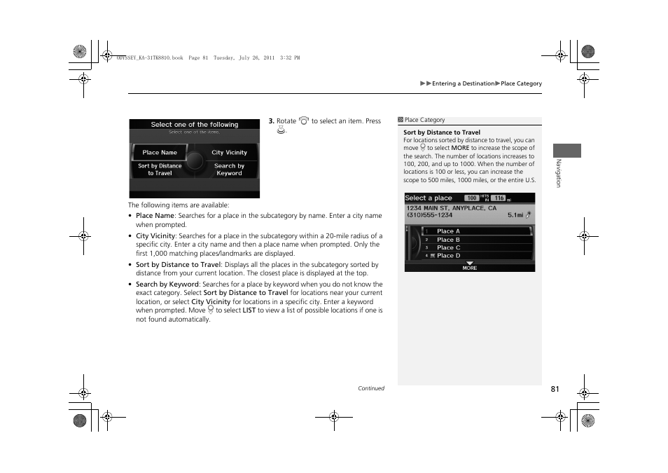 HONDA 2012 Odyssey Navigation User Manual | Page 83 / 267
