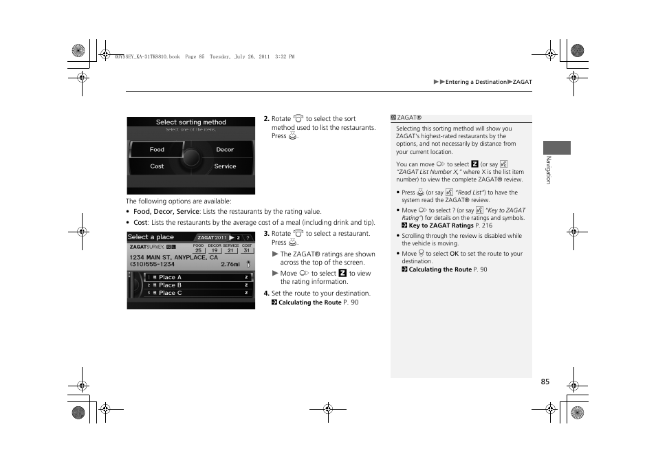 HONDA 2012 Odyssey Navigation User Manual | Page 87 / 267