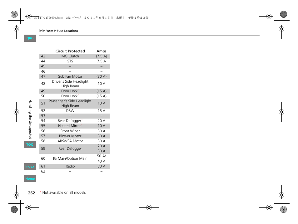 HONDA 2012 Fit User Manual | Page 263 / 286