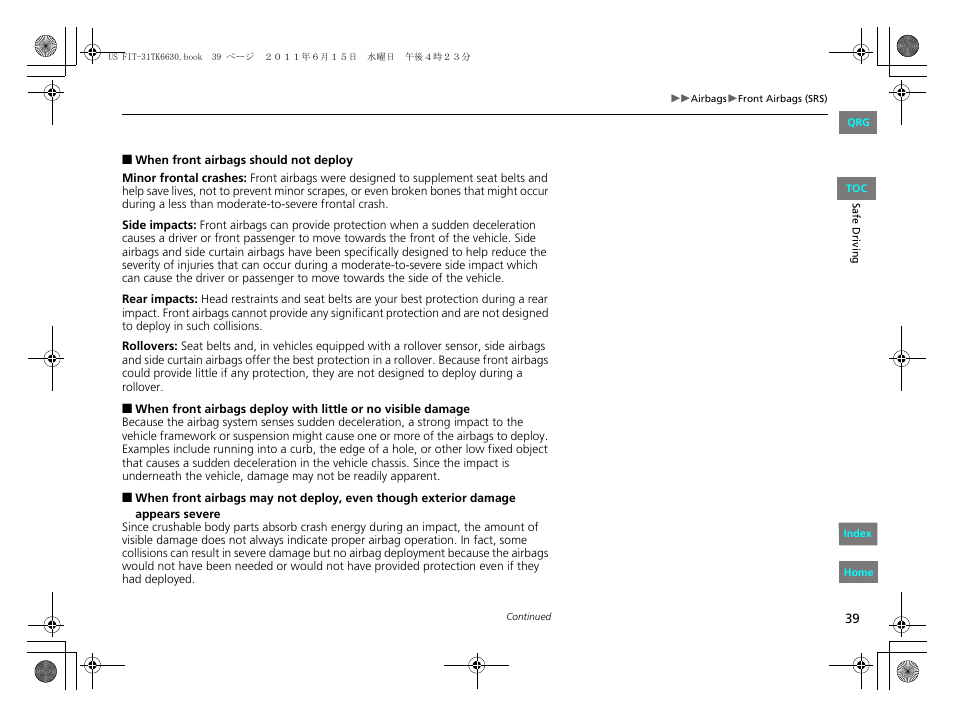 HONDA 2012 Fit User Manual | Page 40 / 286