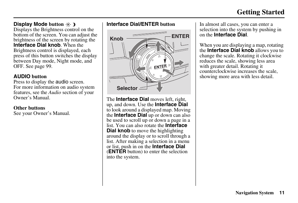 Getting started | HONDA 2011 Accord Navigation User Manual | Page 12 / 157