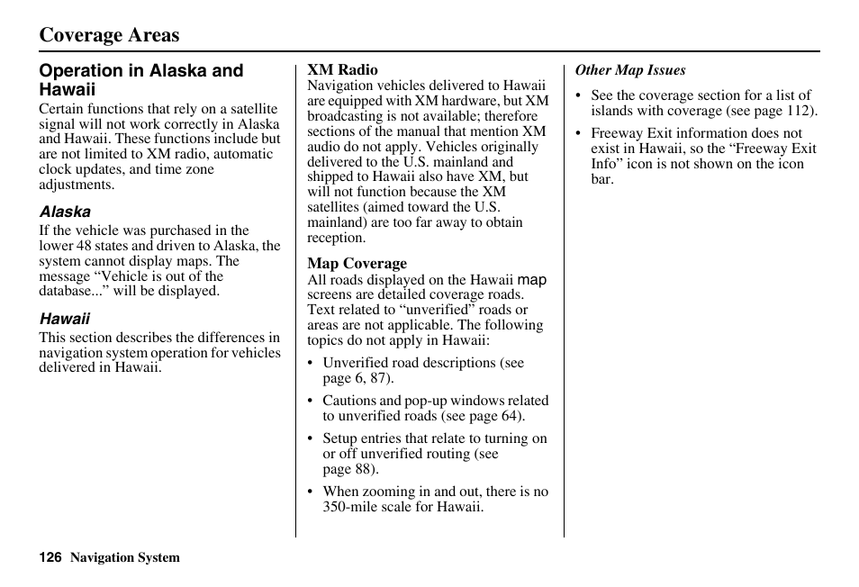 Coverage areas | HONDA 2011 Accord Navigation User Manual | Page 127 / 157
