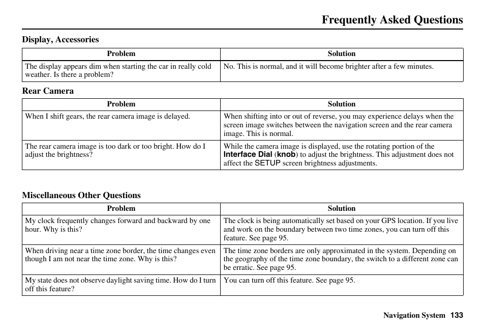 Frequently asked questions | HONDA 2011 Accord Navigation User Manual | Page 134 / 157