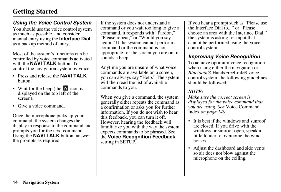Getting started | HONDA 2011 Accord Navigation User Manual | Page 15 / 157