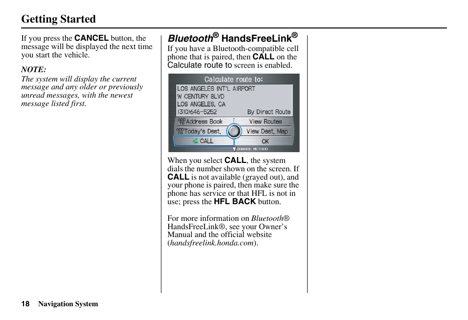 Getting started | HONDA 2011 Accord Navigation User Manual | Page 19 / 157