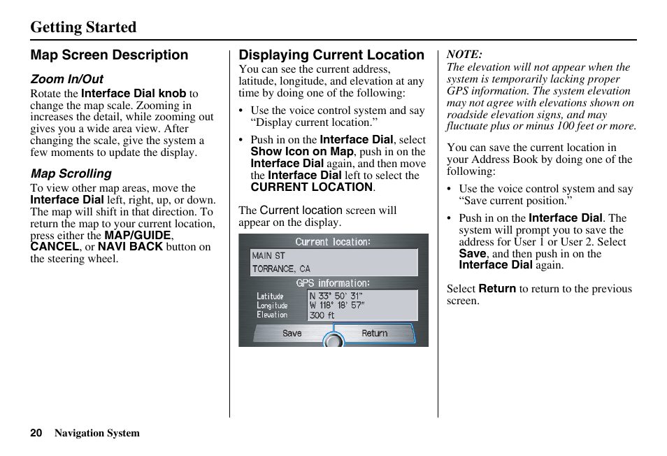 Getting started | HONDA 2011 Accord Navigation User Manual | Page 21 / 157
