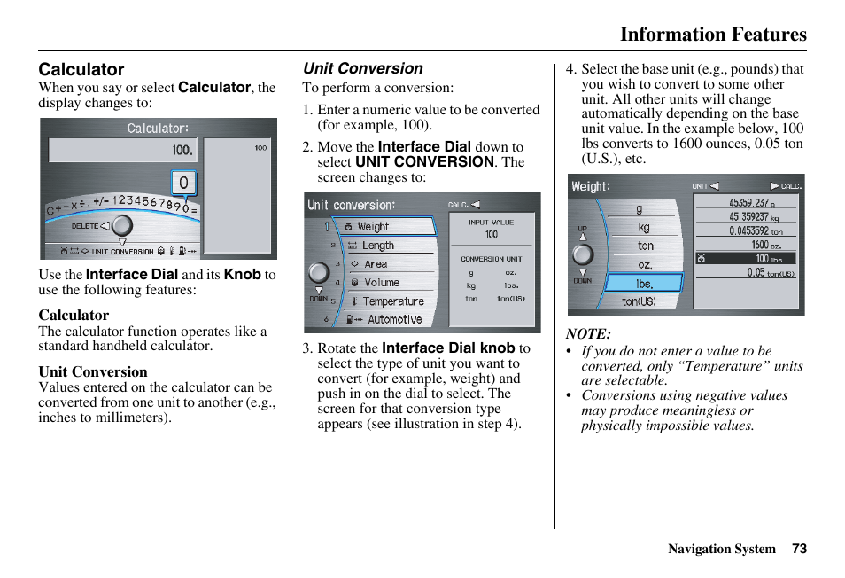 Information features | HONDA 2011 Accord Navigation User Manual | Page 74 / 157