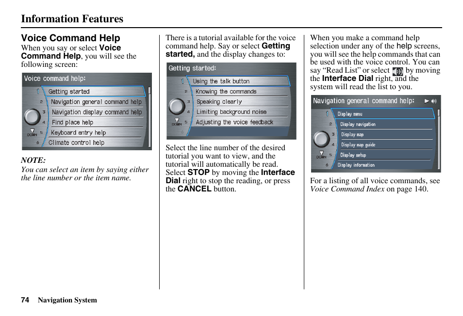 Information features | HONDA 2011 Accord Navigation User Manual | Page 75 / 157