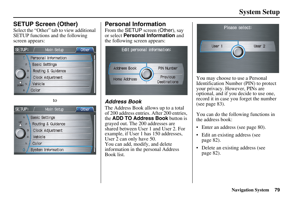 System setup | HONDA 2011 Accord Navigation User Manual | Page 80 / 157