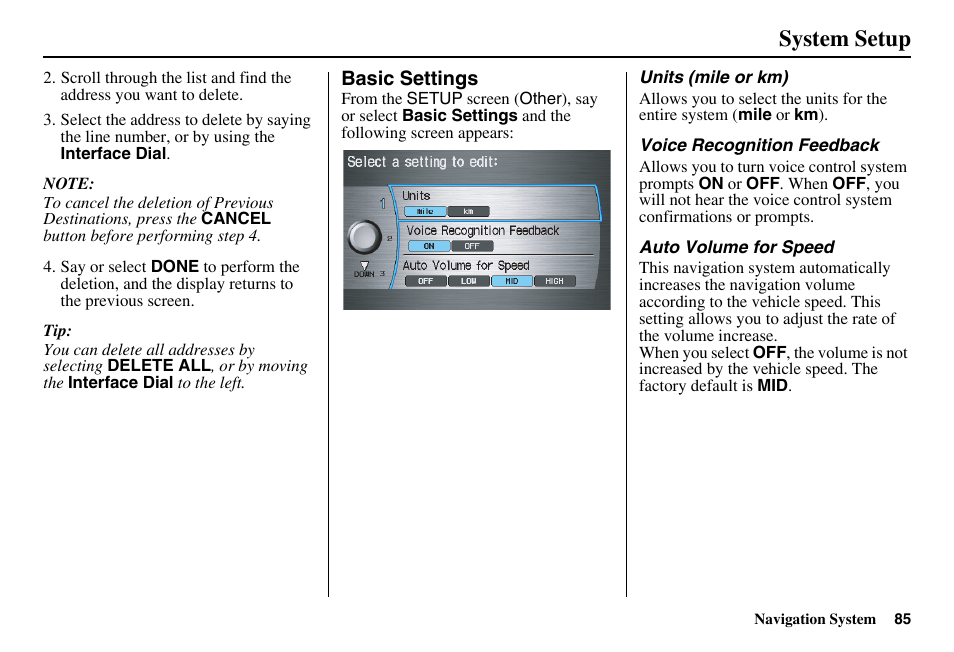 System setup | HONDA 2011 Accord Navigation User Manual | Page 86 / 157