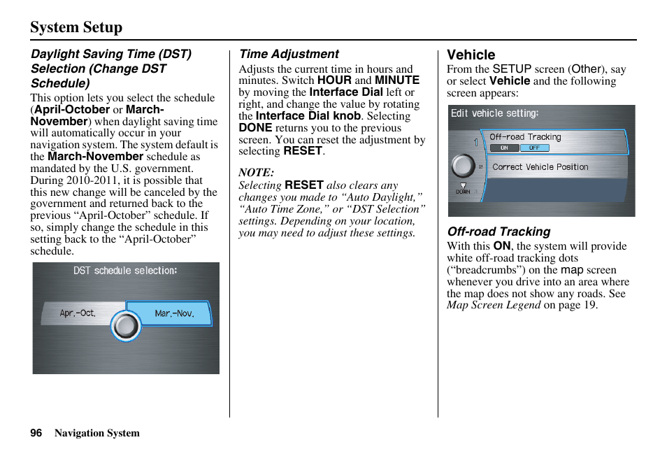 System setup | HONDA 2011 Accord Navigation User Manual | Page 97 / 157