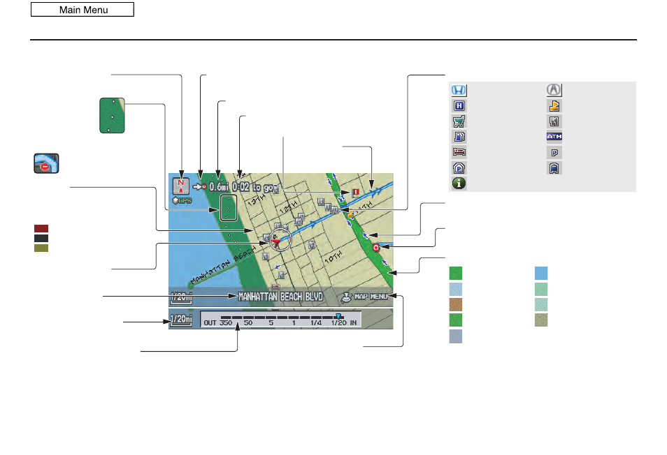 Driving to your destination, 2010 accord, Map screen legend | HONDA 2010 Accord Navigation User Manual | Page 50 / 155
