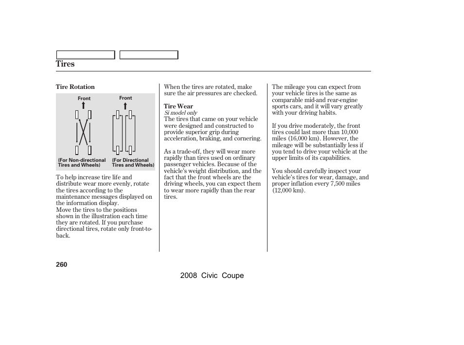 Tires | HONDA 2008 Civic Coupe User Manual | Page 263 / 332