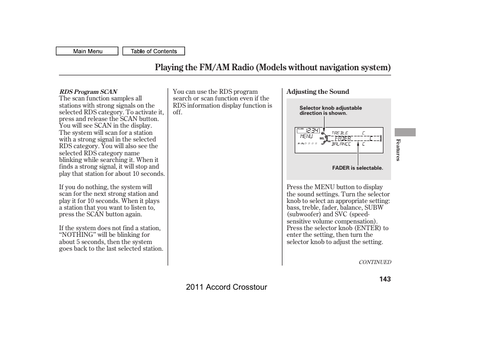 HONDA 2011 Accord Crosstour User Manual | Page 146 / 434