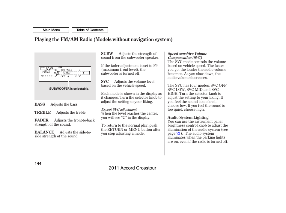 HONDA 2011 Accord Crosstour User Manual | Page 147 / 434