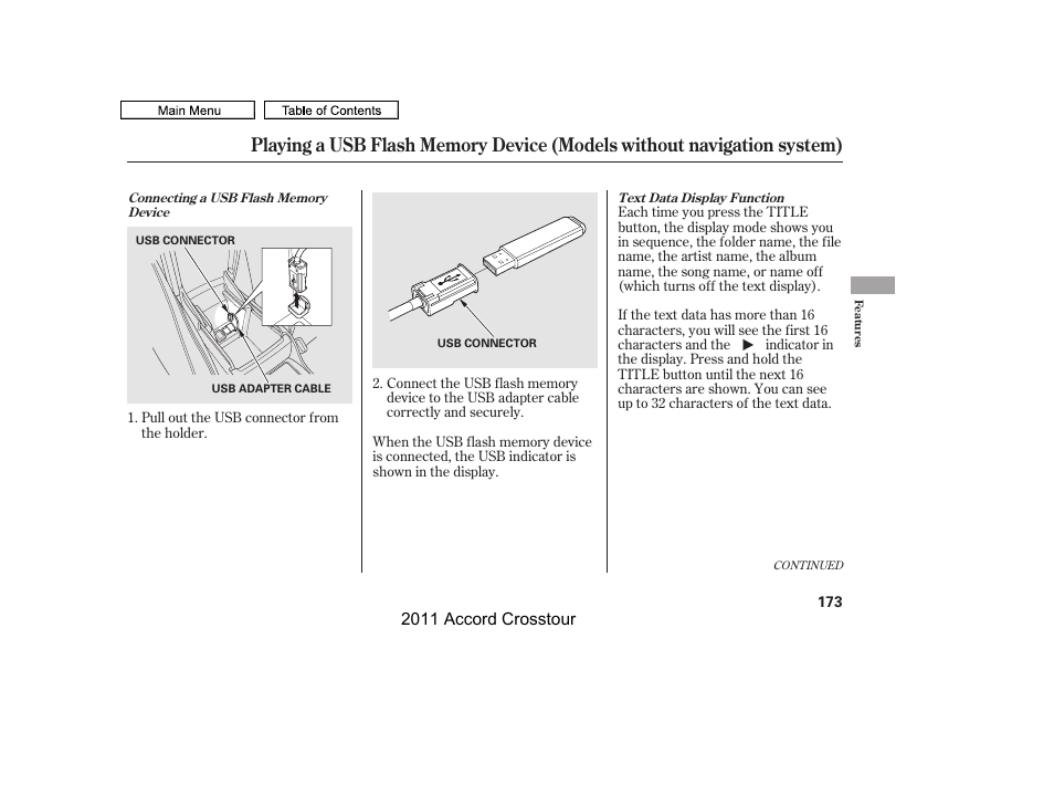 2011 accord crosstour | HONDA 2011 Accord Crosstour User Manual | Page 176 / 434