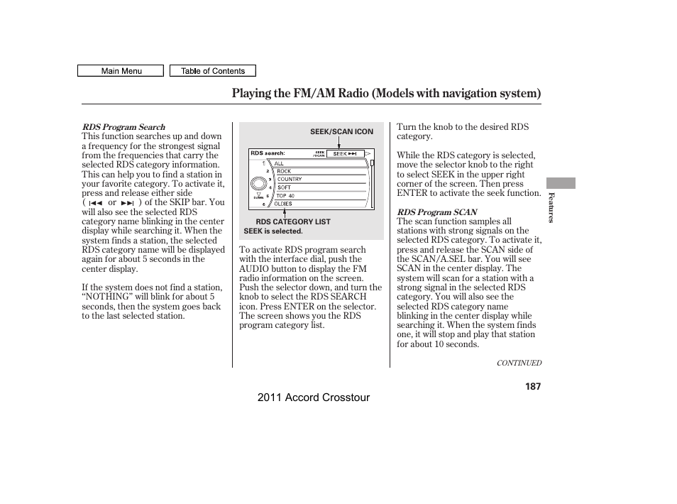 2011 accord crosstour | HONDA 2011 Accord Crosstour User Manual | Page 190 / 434