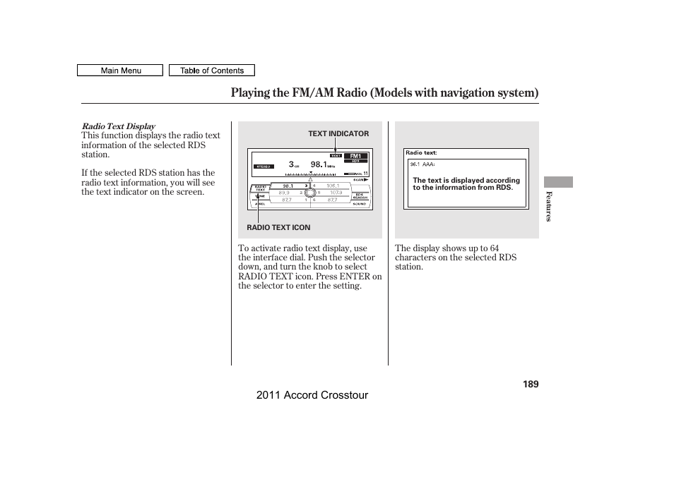 2011 accord crosstour | HONDA 2011 Accord Crosstour User Manual | Page 192 / 434