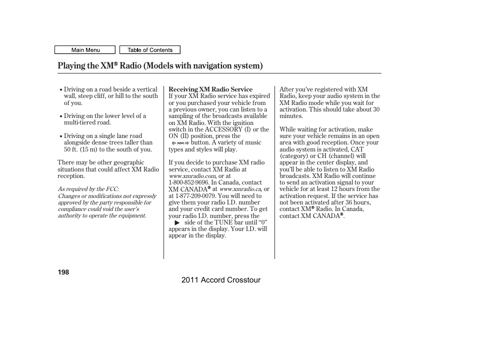 HONDA 2011 Accord Crosstour User Manual | Page 201 / 434