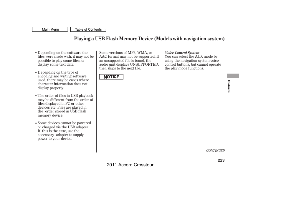 HONDA 2011 Accord Crosstour User Manual | Page 226 / 434