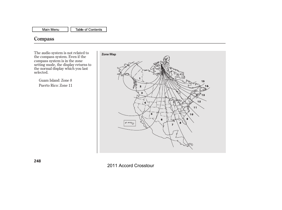 Compass | HONDA 2011 Accord Crosstour User Manual | Page 251 / 434