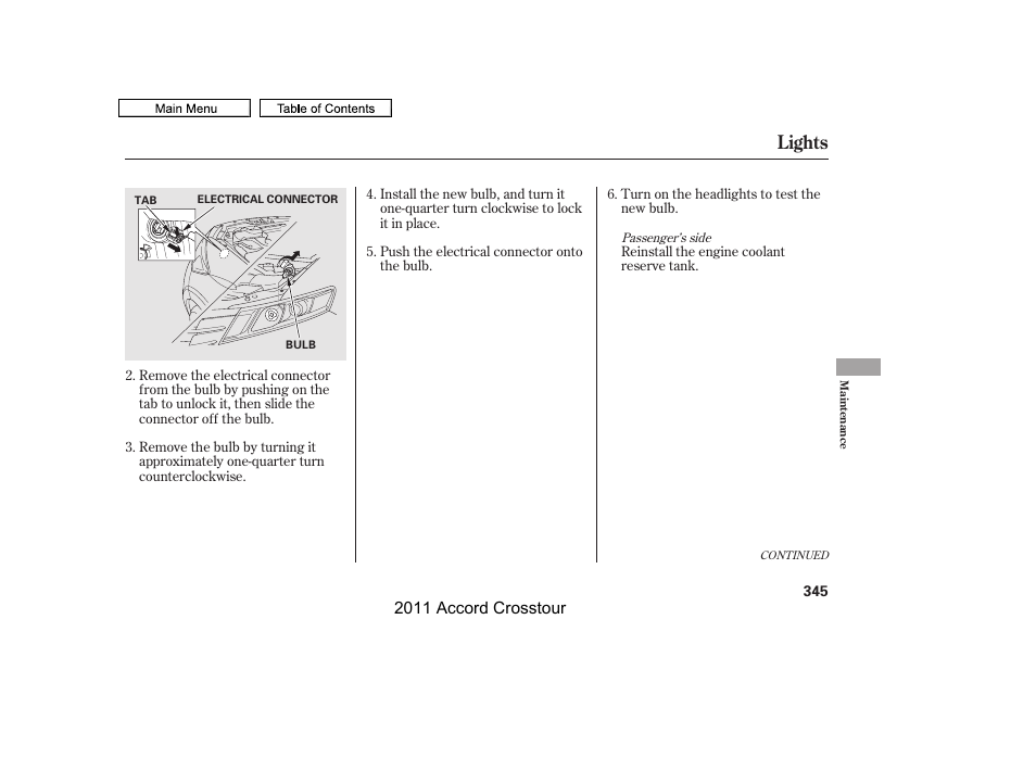 Lights | HONDA 2011 Accord Crosstour User Manual | Page 348 / 434