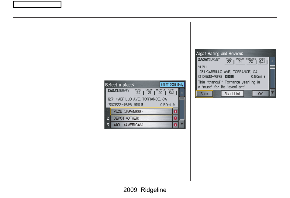 Entering a destination, 2009 ridgeline | HONDA 2009 Ridgeline Navigation User Manual | Page 33 / 149