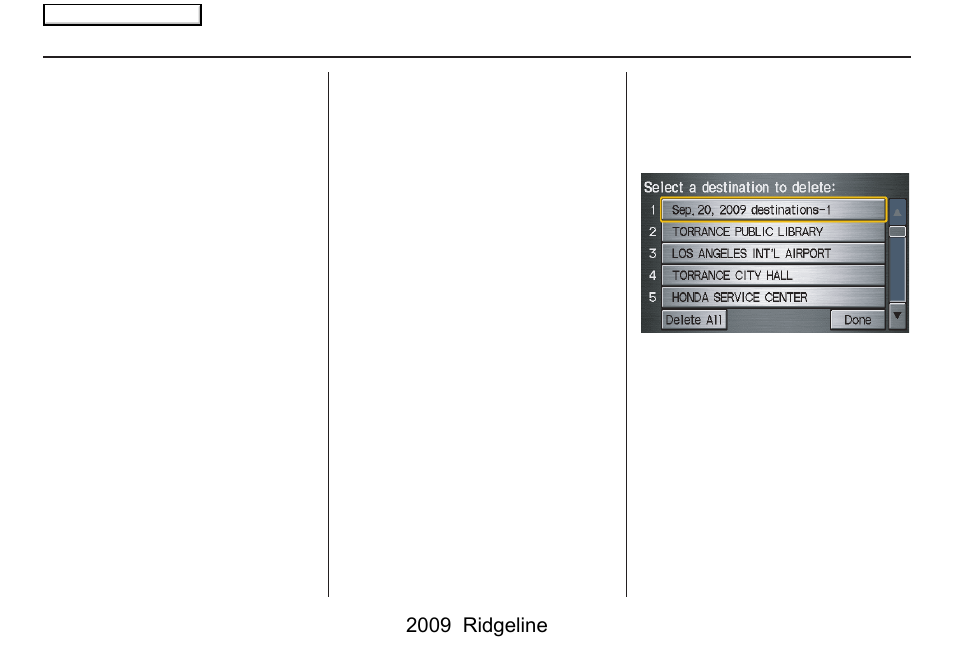 System setup, 2009 ridgeline | HONDA 2009 Ridgeline Navigation User Manual | Page 84 / 149