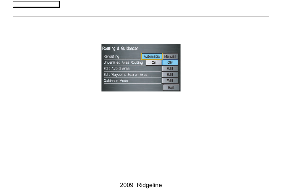 System setup, 2009 ridgeline | HONDA 2009 Ridgeline Navigation User Manual | Page 85 / 149