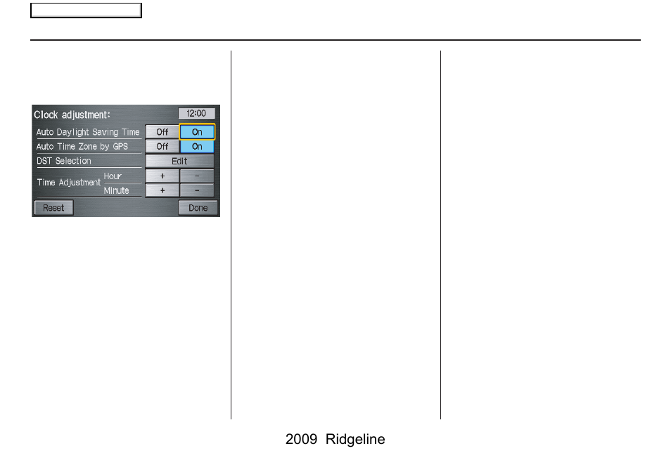 System setup, 2009 ridgeline | HONDA 2009 Ridgeline Navigation User Manual | Page 96 / 149