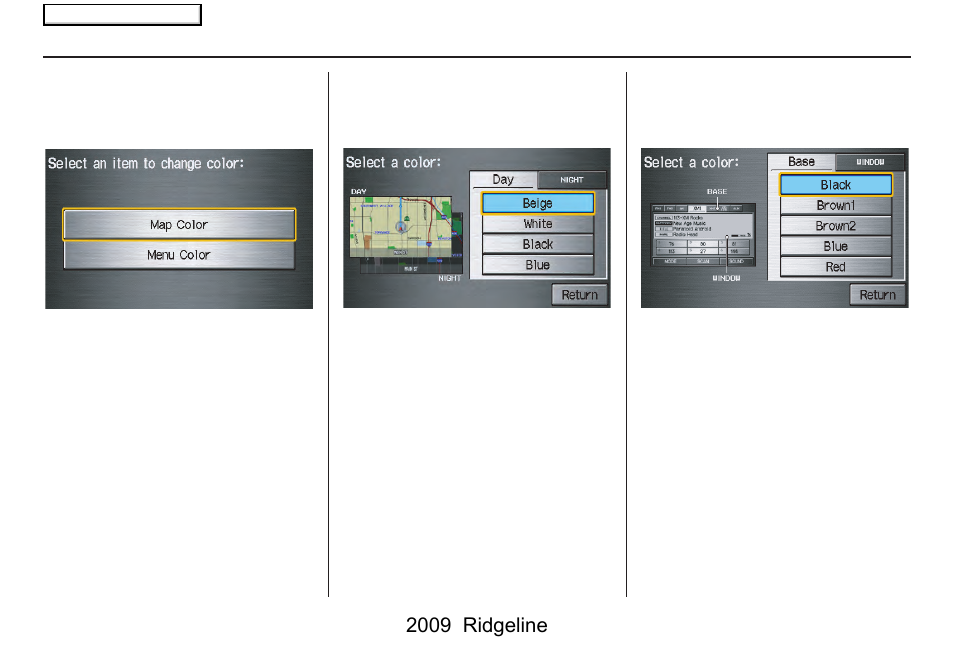 System setup, 2009 ridgeline | HONDA 2009 Ridgeline Navigation User Manual | Page 98 / 149